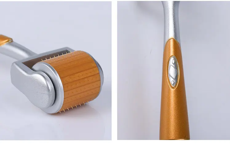 gold and silver derma roller handle and head
