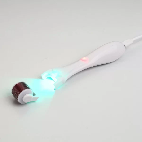 blue ligh led derma roller with replaceable roller head